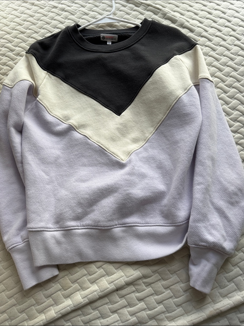 Sundry Colorblock Chevron Sweatshirt in Black, Cream & Light Lavender